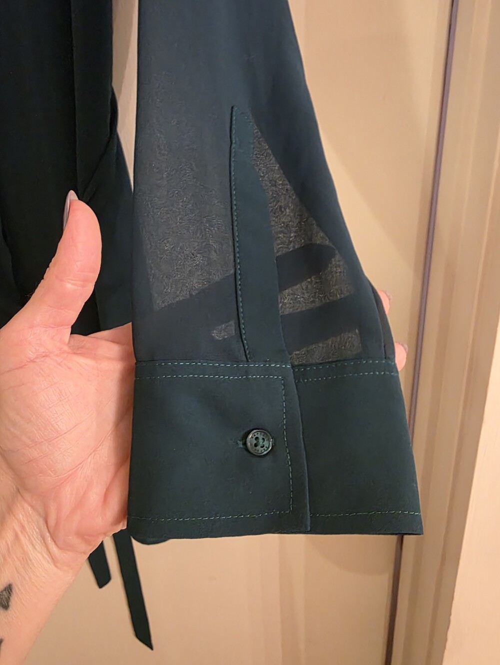 Express Classic Teal Shirt Dress with Waist Tie - Picture 2 of 8